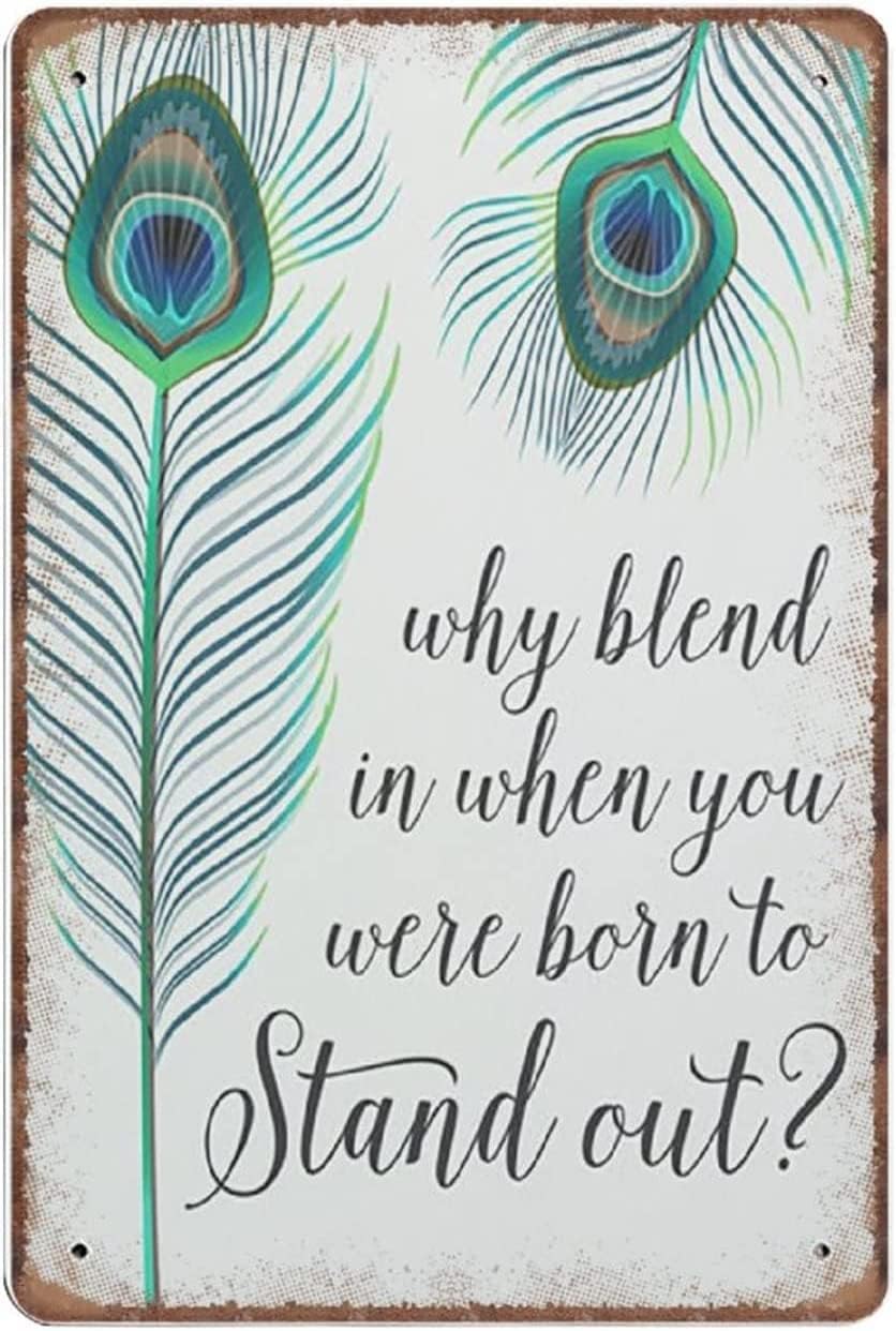 Home Bathroom Quotes - Vintage Metal Tin Sign Peacock Feather