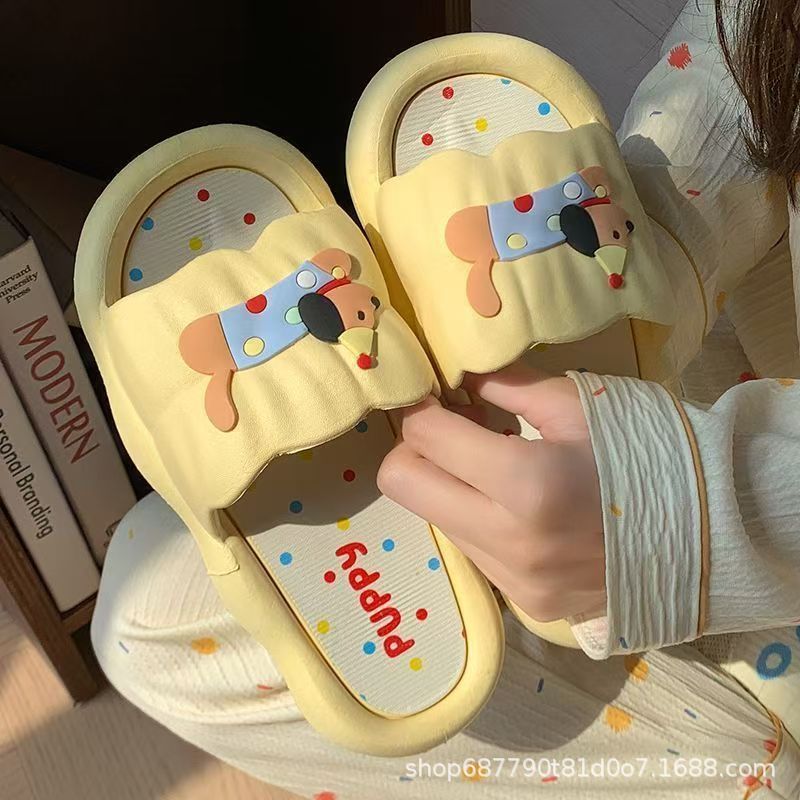 Home Bathroom Size - Cartoon Hot Dog Slippers for Women