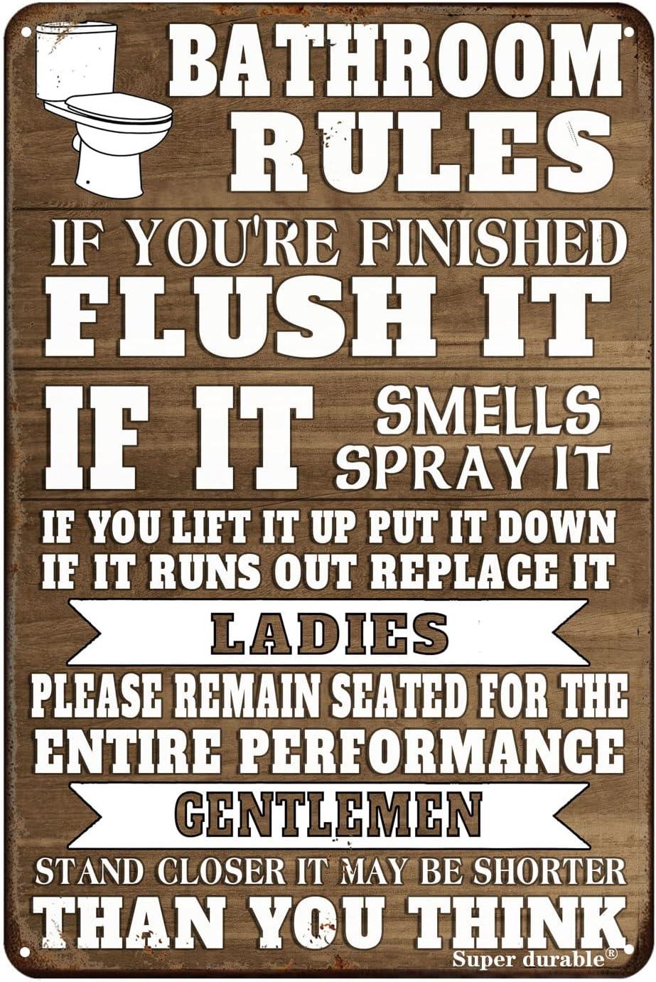 Home Bathroom Quotes - Funny Bathroom Rules Metal Tin Sign