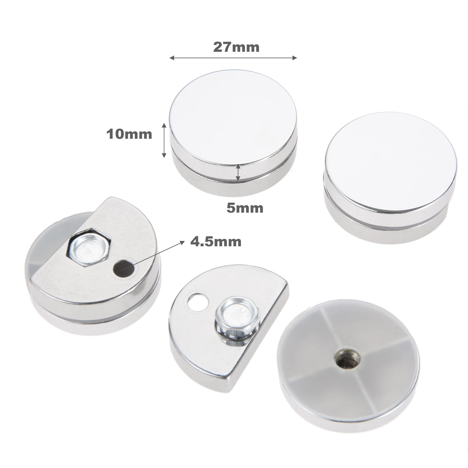 Home Hardware Bathroom Mirrors - 4Pcs 27mm Round Glass Clamp Mirror