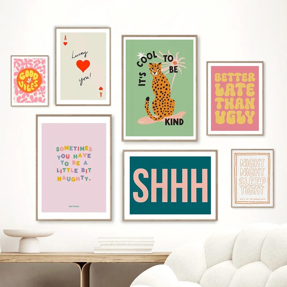 Home Bathroom Quotes - Be Kind Leopard Cheetah Wall Posters