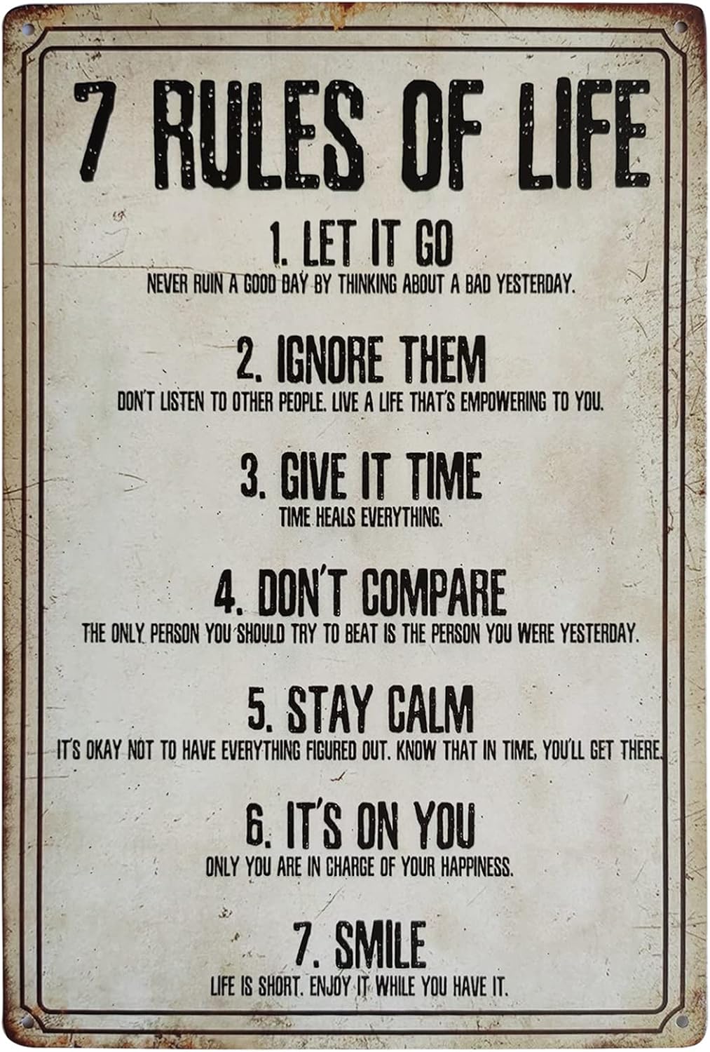 7 Rules of Life Vintage Metal  - đánh giá và giá Home Bathroom Quotes