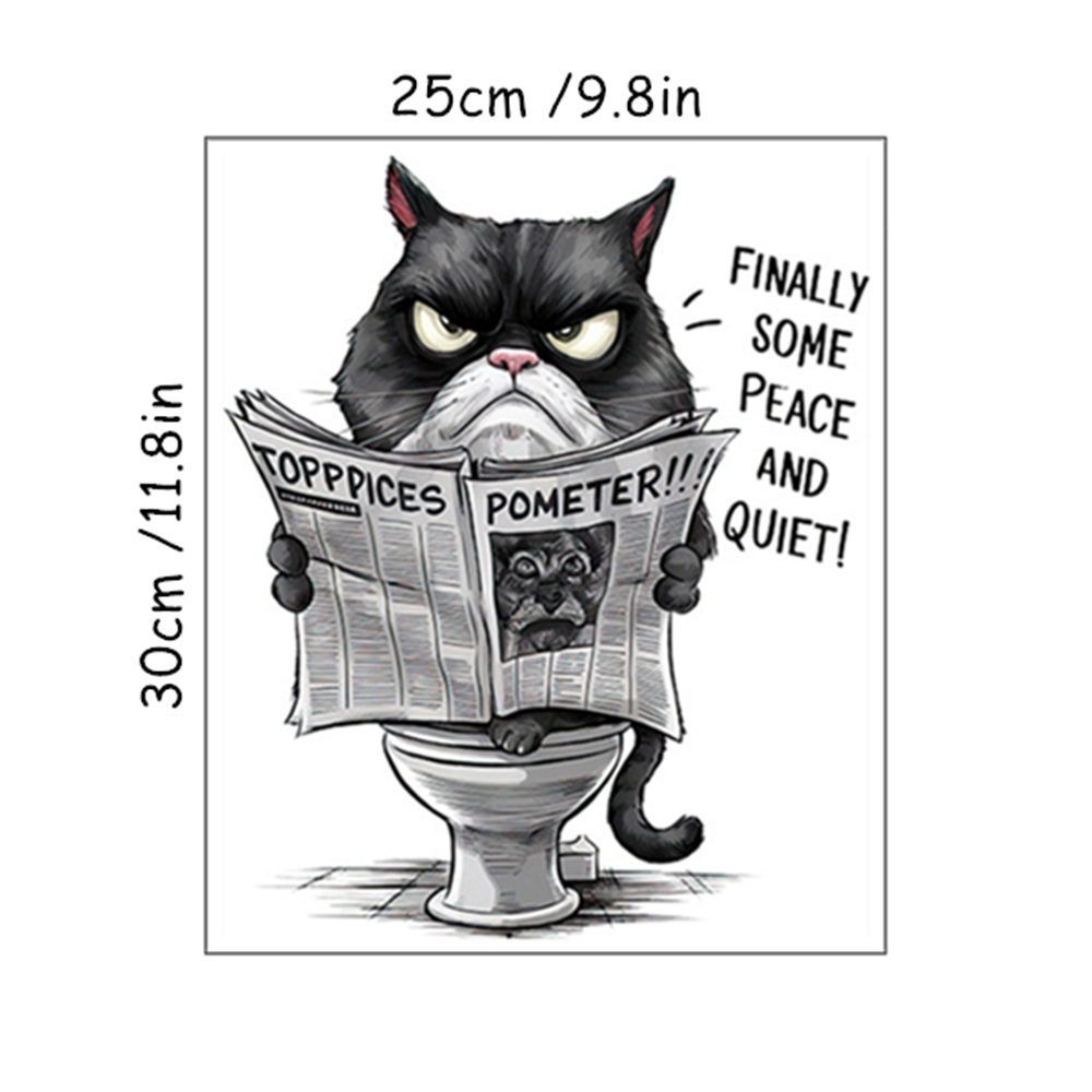 Funny Black Cat Reading Newspa - đánh giá và giá Home Bathroom Quotes